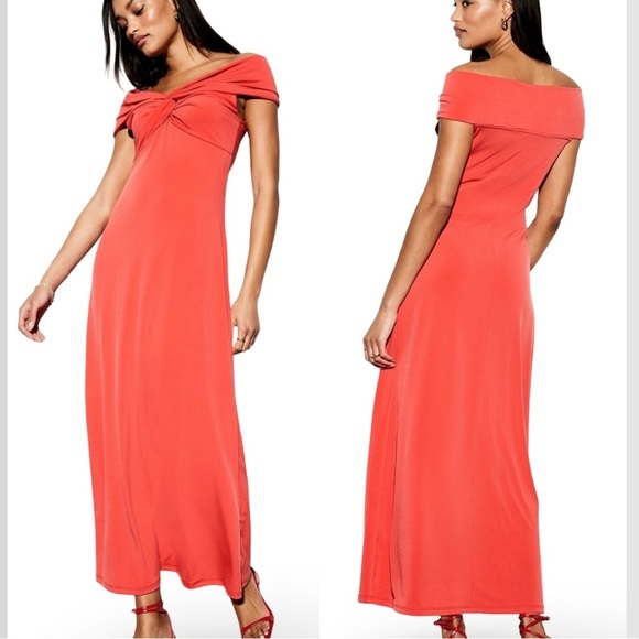 NWTS🌹THE OCCASION XL🌹ELITE LINE CRIMSON POPPY OFF THE SHOULDER LUSTROUS MAXI - Picture 1 of 16